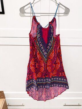 Xhilaration | Burgundy Paisley Spaghetti Strap Dress - size Small ✨